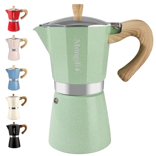 Mongdio Stovetop Espresso Maker Moka Pot, Cuban Coffee Maker Stove top coffee maker Moka Italian Espresso Greca Coffee Maker Brewer Percolator, 12 Espresso Cups, 20 oz - Green