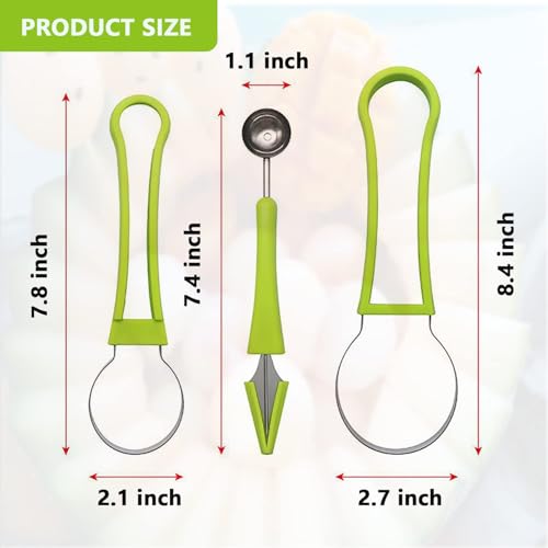 Image of Professional 4-in-1 Fruit Tool Set - Stainless Steel Melon Baller, Watermelon Cutter, Seed Remover & Carving Scoop