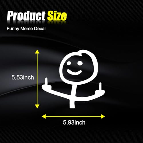 Image of KITUREK 2PCS Car Fuck You Meme Vinyl Sticker Decal, White, Large | Funny Personalised Cartoon Middle Finger Sticker, Fit for Cars Windows Bumpers Trucks Motorcycles or Any Other Smooth Surface