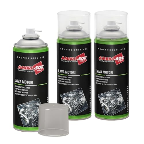 3 Bombolette Lava Motori, Capacità 400 ml, Spray Detergente per pulizia esterna di motori e parti meccaniche, Scioglie grassi e rimuove catrame e asfalto, Prodotto Made in Italy -473F -1,26