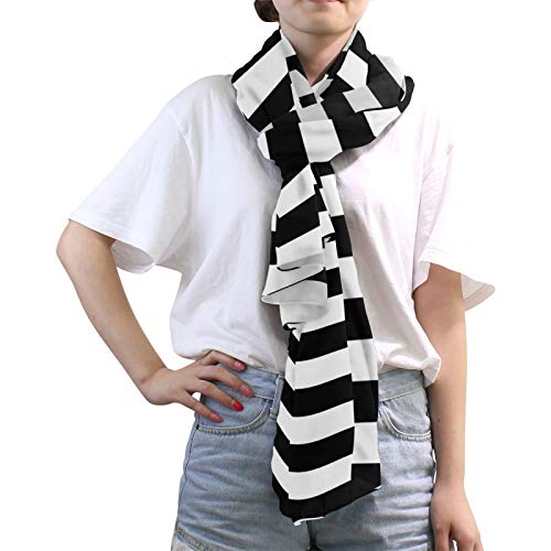 MNSRUU Black White Striped Scarf for Women Lightweight Sheer Fashion Scarves Silk Feeling Scarf Sunscreen Shawls Wrap2
