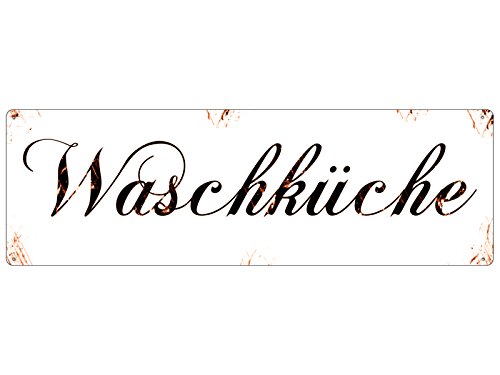 Shabby Blechschild Metallschild Türschild WASCHKÜCHE Vintage Schild Waschraum Laundry Schild aus Metall