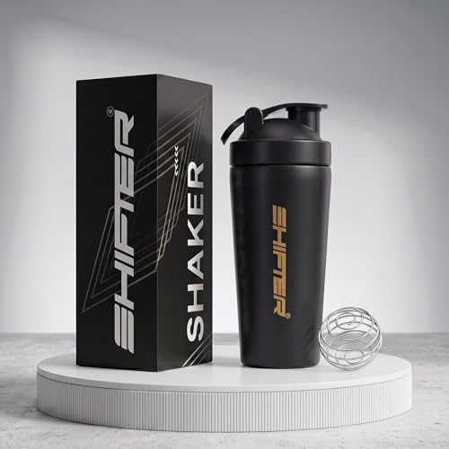 Image of Shifter Stainless Steel Gym Shaker Bottle 750ml | Protein Shaker with Mixer Ball | Leakproof Metal Blender Bottle| Gym, Fitness, Workout, Sports Water Bottle for Men & Women (BLACK)
