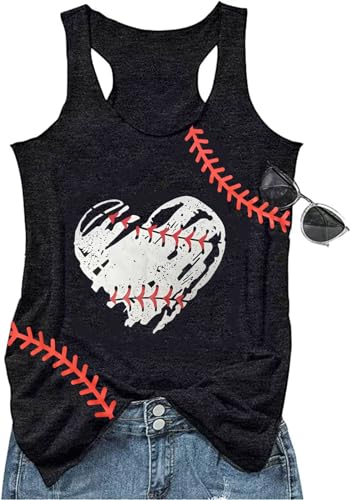 Baseball Mom Tank Tops for Women Funny Baseball Workout Tank Tops Summer Sleeveless Baseball Tee Shirts Tops