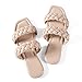 Mtzyoa Women Flat Sandals Braided Leather Crossover Nude Dressy Fashion Evening Party Wedding Sandals (8.5, A26 Cream, numeric_8_point_5)