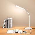Vansuny LED Desk Lamp with USB Charging Port, Eye-Caring, 5 Color Modes,6 Brightness Levels, Touch Control, Flexible Gooseneck, Memory Function for Dorm Office Work Bedroom (12W,White)