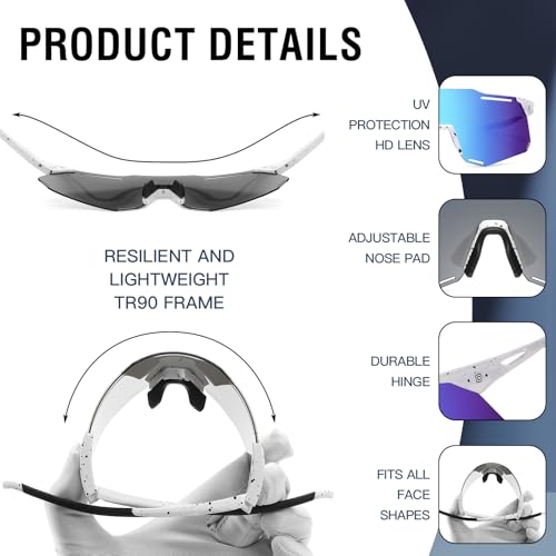 DUCO Polarized Sports Sunglasses for Men and Women UV400 Lightweight Durable for Cycling Baseball Fishing Running DC00454