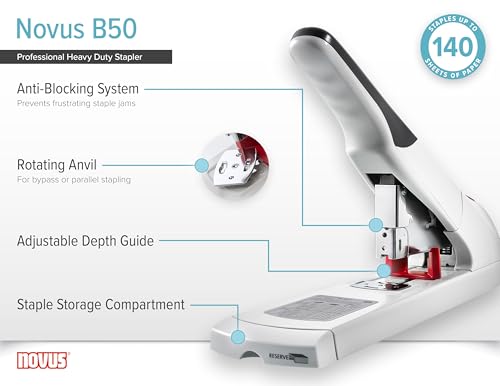 Agrafeuse grosse capacité Novus B50 Block 140 feuilles gris - 5
