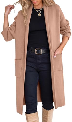 ANRABESS Women's Cardigan Long Sweater Oversized Open Front Knit Coatigan Duster Coat 2025 Trendy Fall Outfits Outerwear