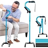 Vive Stand Assist Cane - 4 Prong Adjustable Cane with Extra Handle for Men, Women & Seniors, Stability Aid for Sit to Stand Support, Balance Assistance for Elderly, Handicapped & Disabled