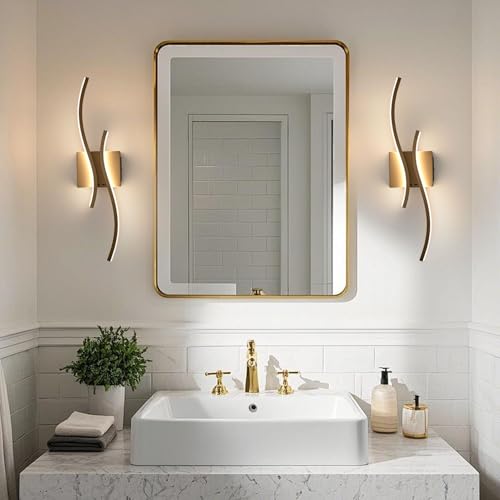Image of Battery Operated Wall Sconce with Remote Control,10000mAh USB Rechargeable Wireless Minimalist Gold Wall Light,3000K-6000K Dimmable LED Wall Lamp for Bedroom Hallway Background Staircase -1 Pcs