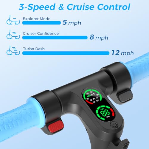 Image of isinwheel S7 Kids Electric Scooter, 250W Adjustable E-Scooter for Ages 8-14 | Foldable kids scooter with Bluetooth speaker, 3 adjustable heights, light-up wheels, cruise control, 3 speed modes for kids