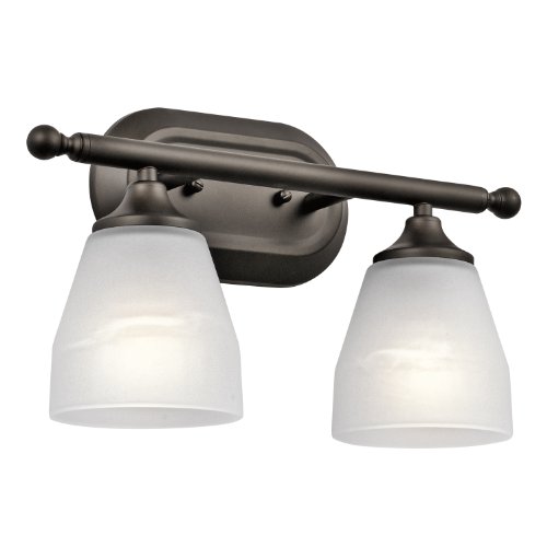 Kichler Ansonia 14.75 2 Light Vanity Light with Satin Etched Glass in Olde Bronze