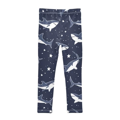 Cute Sharks Girls' Leggings Toddler Doodles Stars Kids Yoga Pants Dance Active Tights 4T2