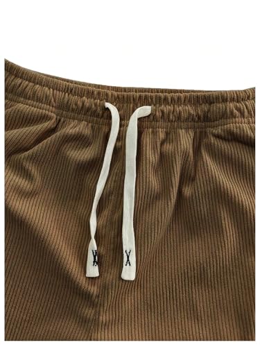 Men's Corduroy Pants Drawstring Waist Wide Leg Pants Casual Long Trousers with Pockets3