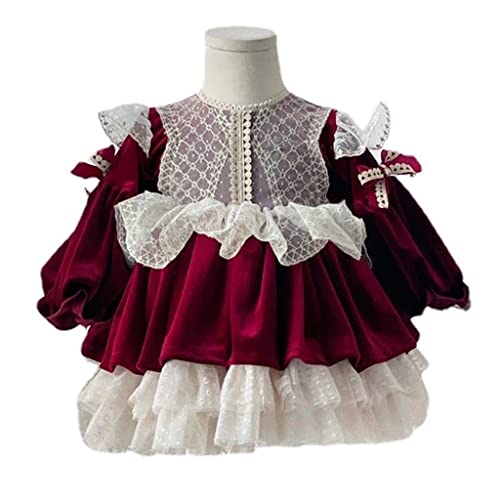 GPPZM Mädchen Samtkleid Prinzessin Kleider for Mädchen Geburtstag Hochzeit Party Vintage Frocks (Color : A, Size : 24M)