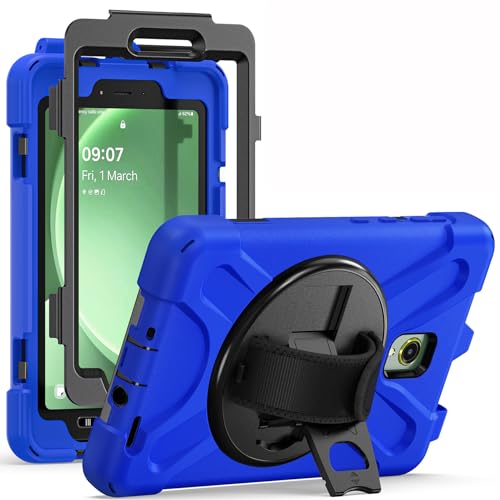 ANROD para Samsung Galaxy Tab Active5 5G /Active3 Funda Resistente, con Pie de Apoyo Giratorio de 360°, Empuñadura, Correa para el Hombro, Soporte para S Pen, Carcasas para Tab Active5 (Azul)