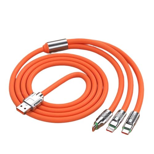 Image of EDNITA 3-In-1 Charging Cable | Micro Usb, Type C And Micro USB, 15W Fast Charging Cable | 1M, Wide Campatibility- Orange