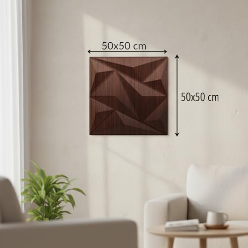 Image of Kayra Decor Wall Panels for Bedroom Alps Design Walnut Wood Color 19.7 inch x 19.7 inch (Pack of 40) - Covers 107.80 Sq. Ft.