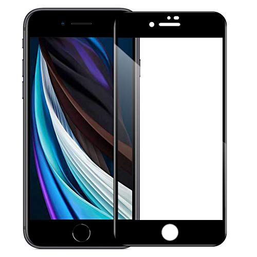 LOOF iPhone SE3 SE2 SE 第3世代 第2世代 2022 2020 ガラスフィルム 全面 画面保護 フィルム 強化ガラス 貼りやすい 気泡無し フルカバー (光沢仕様/ブラック)