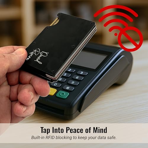 Personalized Metal Slim Wallet for Men RFID Blocking | Name Customized Engraved Mens Minimalist Credit Card Holder Wallet with Money Clip | Custom Birthday Gift for Dad, Him, Husband, Boyfriend3