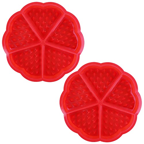 2Pcs Molde para hornear gofres de silicona en forma de corazón, molde para muffins de panqueques de 5 cavidades, herramienta de decoración casera para hornear, rojo