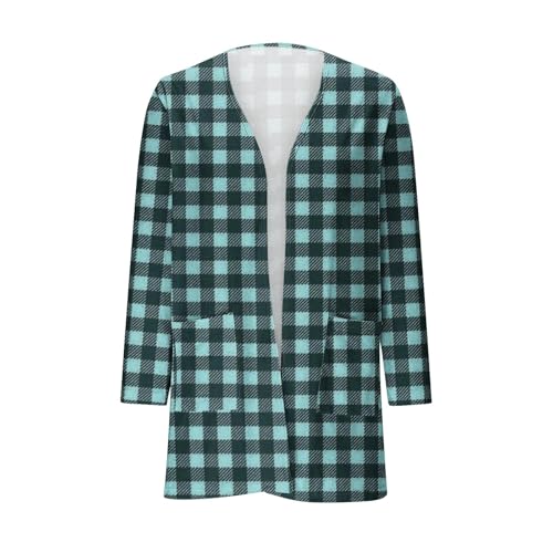 Plaid Cardigans for Girls Kids Open Front Long Sleeve Cardigan Sweater Coats Fall Tops with Pockets 5-14 Years4