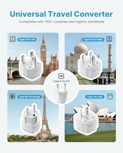 Image of Mini 220V to 110V Converter for European Travel, VINTAR 200W Universal Travel Adapter Voltage Converter US to Europe, International Step Down Power Converter Adapter Combo for EU UK AUS India