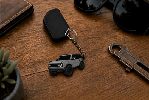 Image of Bronco Keychain Accessories 4 door key chain Fob Cover Cool Mods compatible with Ford Bronco 2022 2023 2024