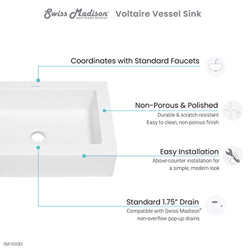 Swiss Madison SM-VS282 Voltaire Wide Rectangle Vessel Sink thumb #3