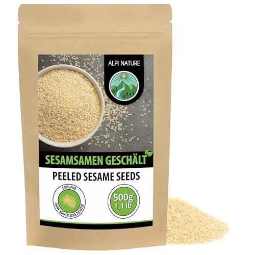 Alpi Nature Weißer Sesam geschält 500g Sesamkörner ganz weiß Sesam weiß Sesame Seeds