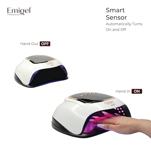 Image of Emigel Nail UV Lamp 300W | Fast Dryer for Nail Gel Polish | UV Nail Curing Lamp | Professional UV Nail Lamp 2 in 1 UV LED Lamp Dryer | Large Space for Both hands | For Salon & Home Use.