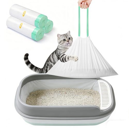 FortiCrest Thickened Cat Litter Box Liner Bag 30 Count 3718 Jumbo Size Extra Thick Leakproof Tear-Resistant Heavy Duty Enhanced Load-Bearing Strength Ideal for Multi-Cat Family Cat Litter Bags
