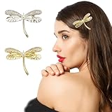 PODUOJIEYI Gold Silver Dragonfly Hair Claw Clips Pearl Rhinestones Hair Clips for Women 2Pcs Metal Dragonfly Hair Barrettes for Women Girls Fashion Style Hair Accessories