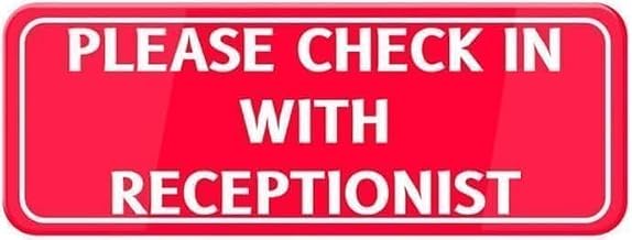 Acrylic Please Check in with Receptionist Door Sign for Restaurants Hotels Offices Reception Areas Check in Etiquette Gift for Women Men Residence Garden Shop Cafe 3x9 Inch
