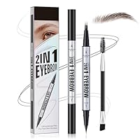 Zweizinkiger Augenbrauenstift, Wasserfester 2-in-1-Flüssiger Augenbrauenstift mit Gabel- und Pinselspitze, Zum Zeichnen der unteren Wimpern und der Seidenraupe (Dunkelbraun)