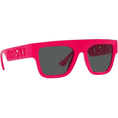 Versace VE 4430U 536787 Fuxia Plastic Rectangle Sunglasses Grey Lens