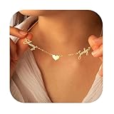 Custom Multi Name Necklace Personalized for Mom, 1-4 Customized Names, 18K Gold Plated, Personalized Family Names Necklace, Unique Jewelry Gift for Women (2 Names with Heart)