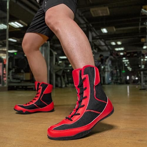 Image of Wrestling Boxing Boots Wide for Men Youth High Top Non-Slip | Comfortable Breathable Lightweight for Competition & Training