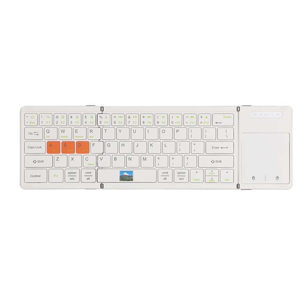 Tastiera Bluetooth pieghevole tripla bianca con touchpad integrato mini tastiera pieghevole portatile ricaricabile wireless copertura in pelle per telefono tablet laptop