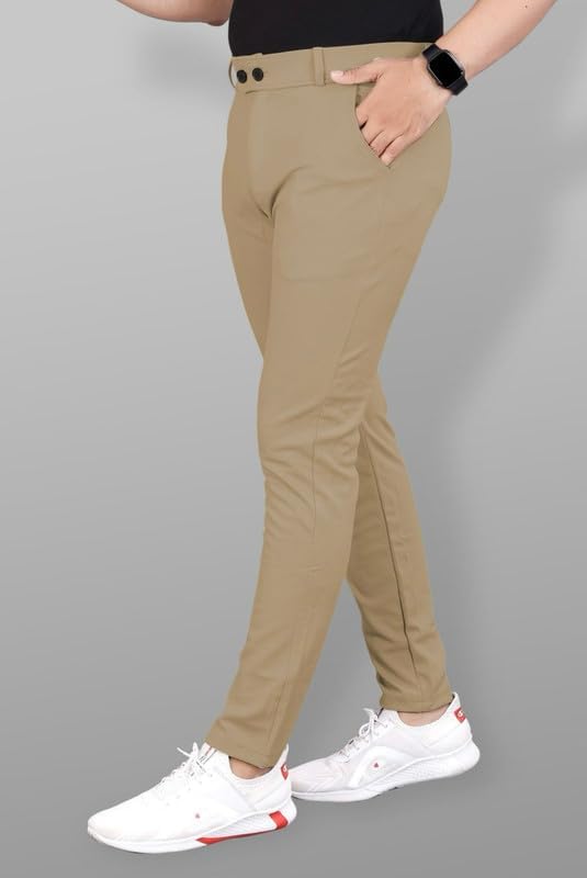 Image of Twill Lycra Men Trouser | Standard Fit Casual & Office Wear | Soft Stretchable Fabric | Comfortable Bottom Wear