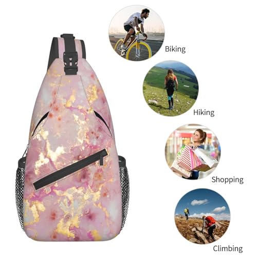 Mochila cruzada con textura mármol rojo unisex deportiva miniatura 6
