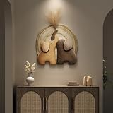 3D Textured Elephant Brown Minimalist Wall Art for Dining Room, 24x24 Inch