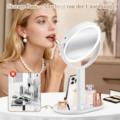 MOMOKUBA Kosmetikspiegel mit Beleuchtung, Vergrößerungsspiegel mit Licht 30fach, Kosmetikspiegel mit Vergrößerung 7"… – Ansicht 5