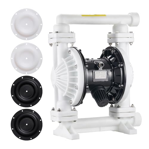 VEVOR Druckluft-Doppelmembranpumpe, 95 L/min, 25,4 mm Einlass & Auslass, pneumatische Altöl-Transferpumpe, max. 100 PSI, Polypropylengehäuse, luftbetrieben für Diesel, Fett, Kerosin, Benzin & Öl