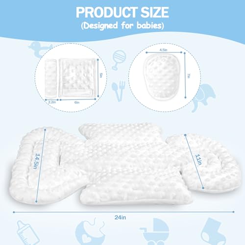 Image of Infant Car Seat Insert Boy Girl, 3 in 1 Newborn Carseat Insert with Strap Pads, Car Seat Head Support for Baby Strollers, Swings, and Bouncers, Comfortable and Machine Washable, White