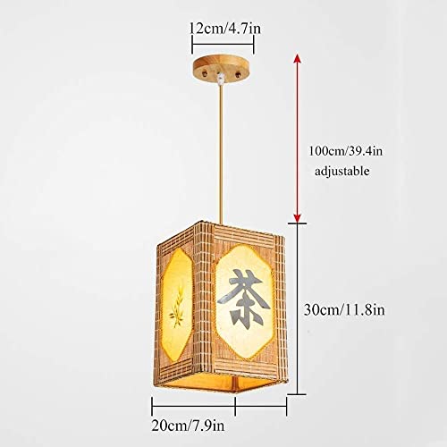 Lampe de plafond rectangulaire en bois rétro vintage rustique 30cm - 2