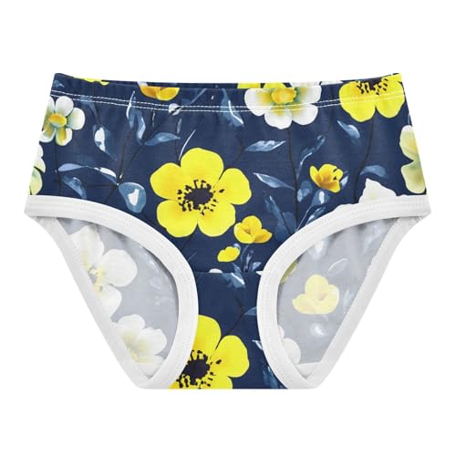 Cotton Girls Underwear Toddler Floral Yellow White Flowers Dark Blue Cute Panties Girl Florals Underpants Briefs 2t