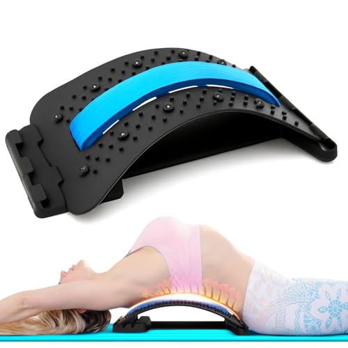 SQUATZ Lower Back Stretcher Device, Ergonomic Lumbar Support Back Massager, Multi-Level Traction, Foam Cushion with Pressure Points, 30-Day Digital Workout Program, for Home, Gym, Car & Yoga Mat Use