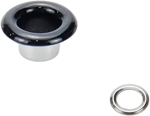 Miniatura 2 de Wealrit 100 ojales redondos de metal con arandelas para cinturón de cuero, zapatos, bolsa de ropa, accesorios de bricolaje (0.197 in, negro)